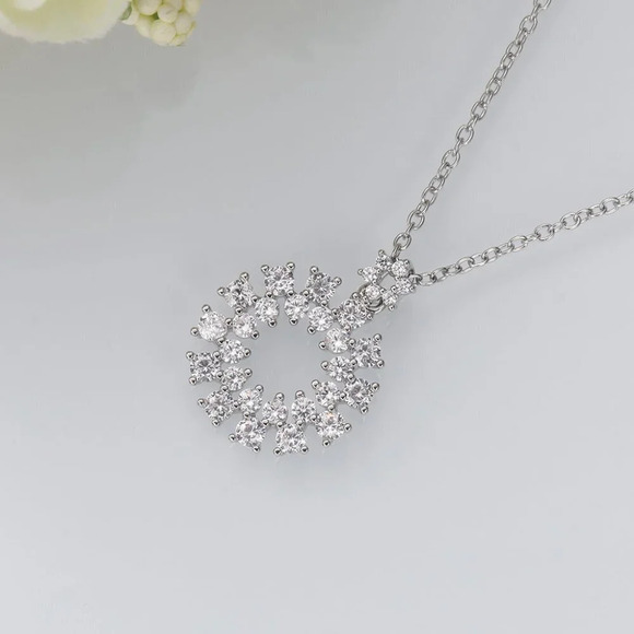 🎊Dainty Shiny Hollow Round CZ Silver Plated Dainty Necklace for Women, EVGG1103 - Picture 5 of 5